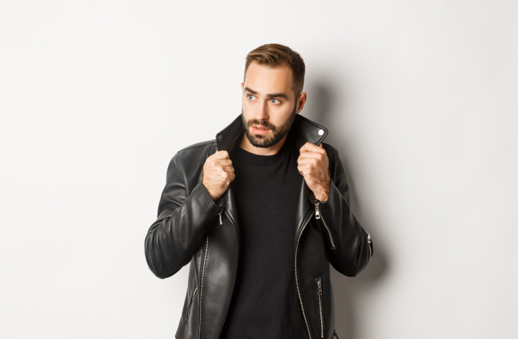 leather jacket with hood