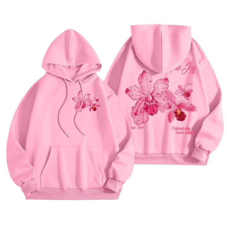 pink palm puff hoodies