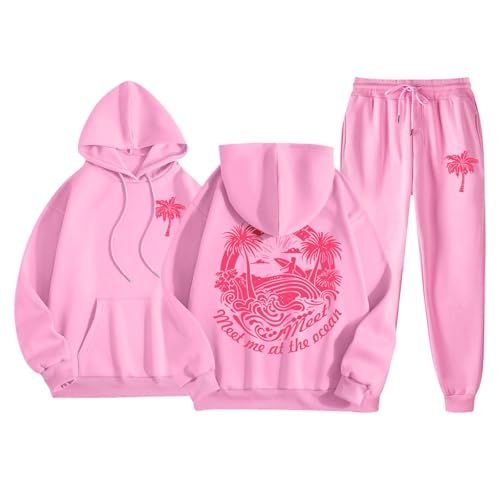 Pink Palm Puff Hoodie Hibiscus | Trendy & Cozy Fit