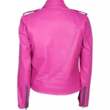 Women's Jessica Alba Hot Pink Stylish Biker Wear Faux Leather Jacket