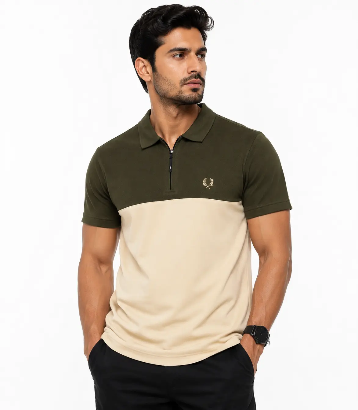 Fred Perry Men's Color-Block Quarter-Zip Polo Shirt