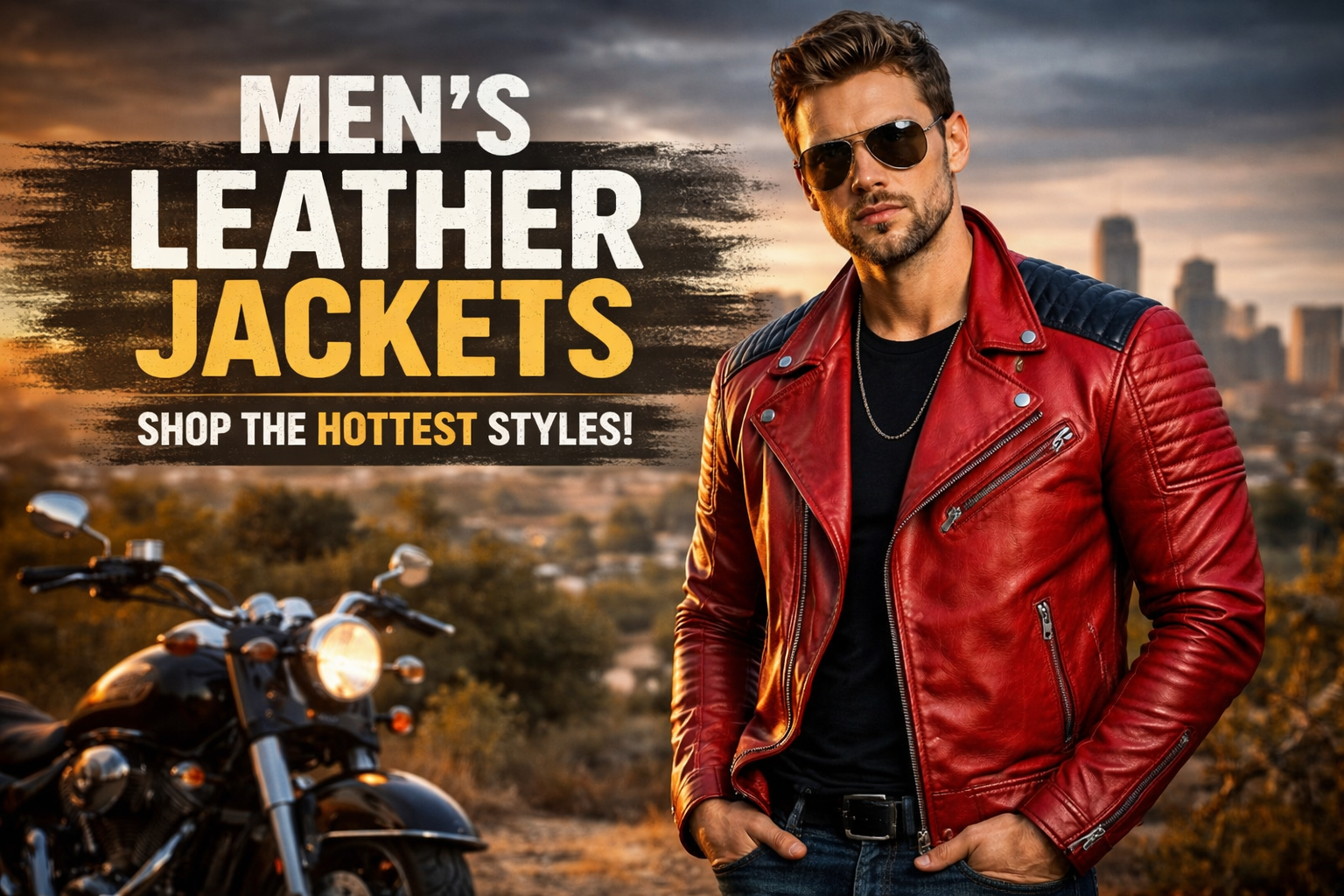 men's leather jacket red