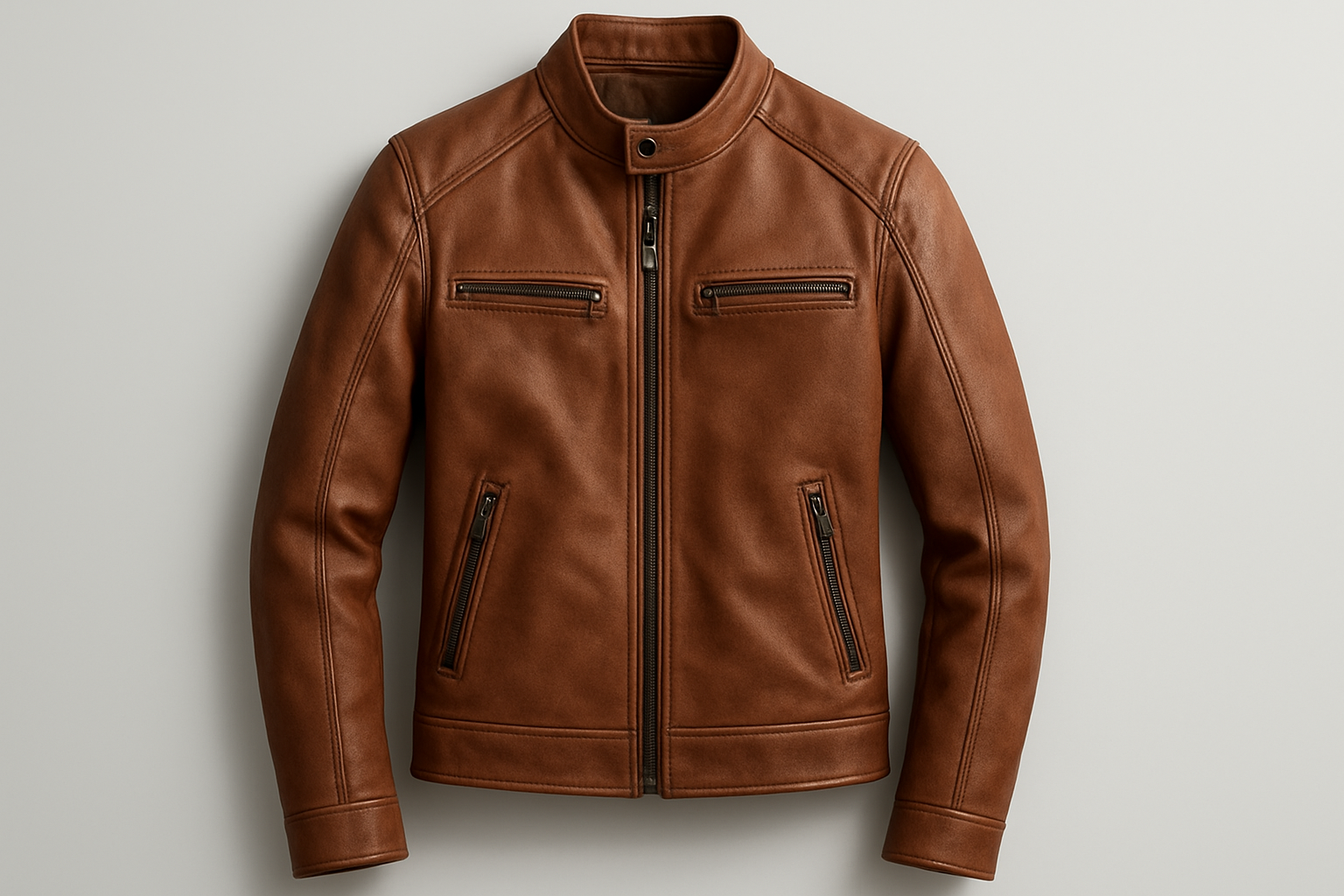 brown leather jacket