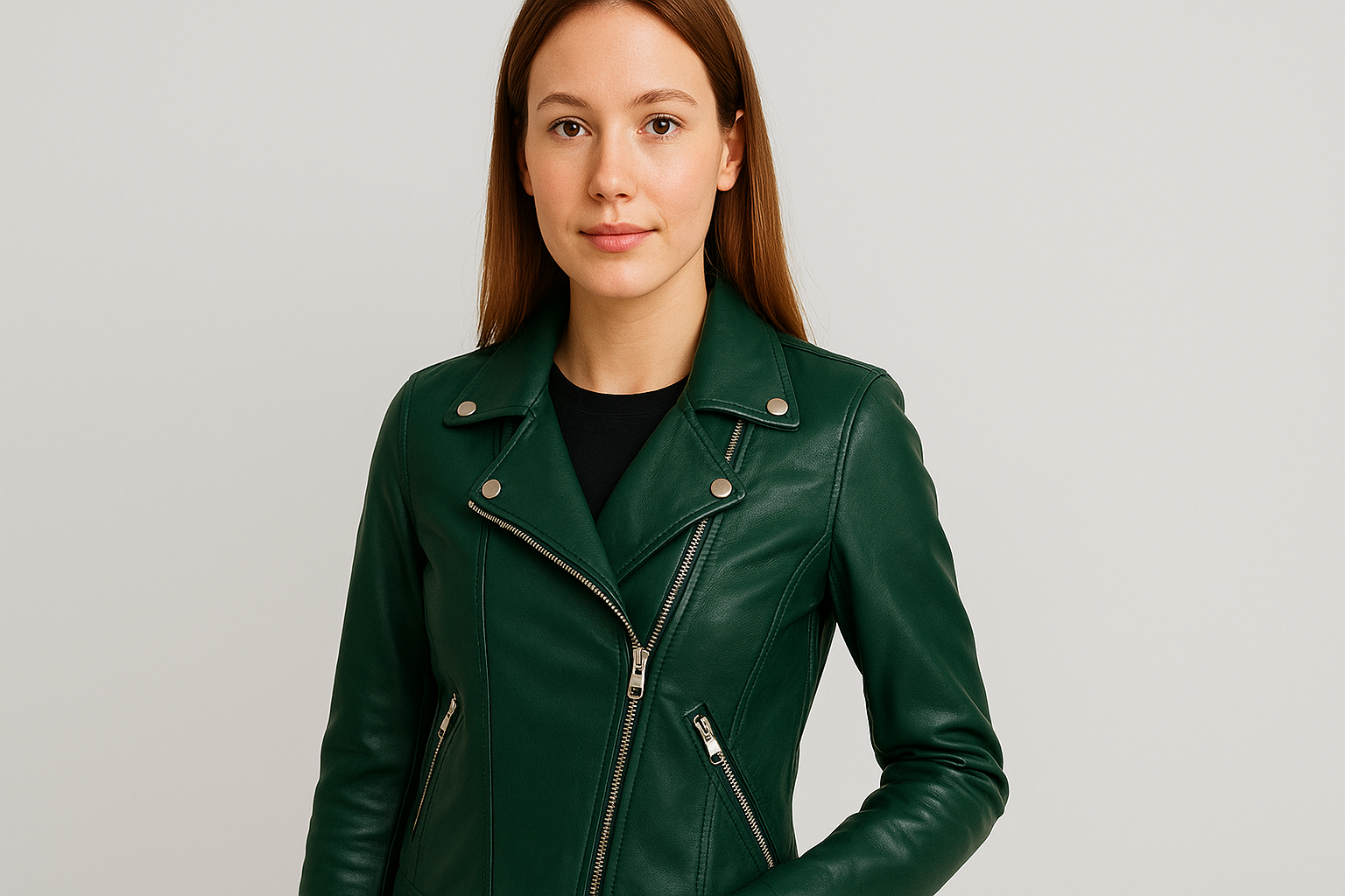 green leather jacket