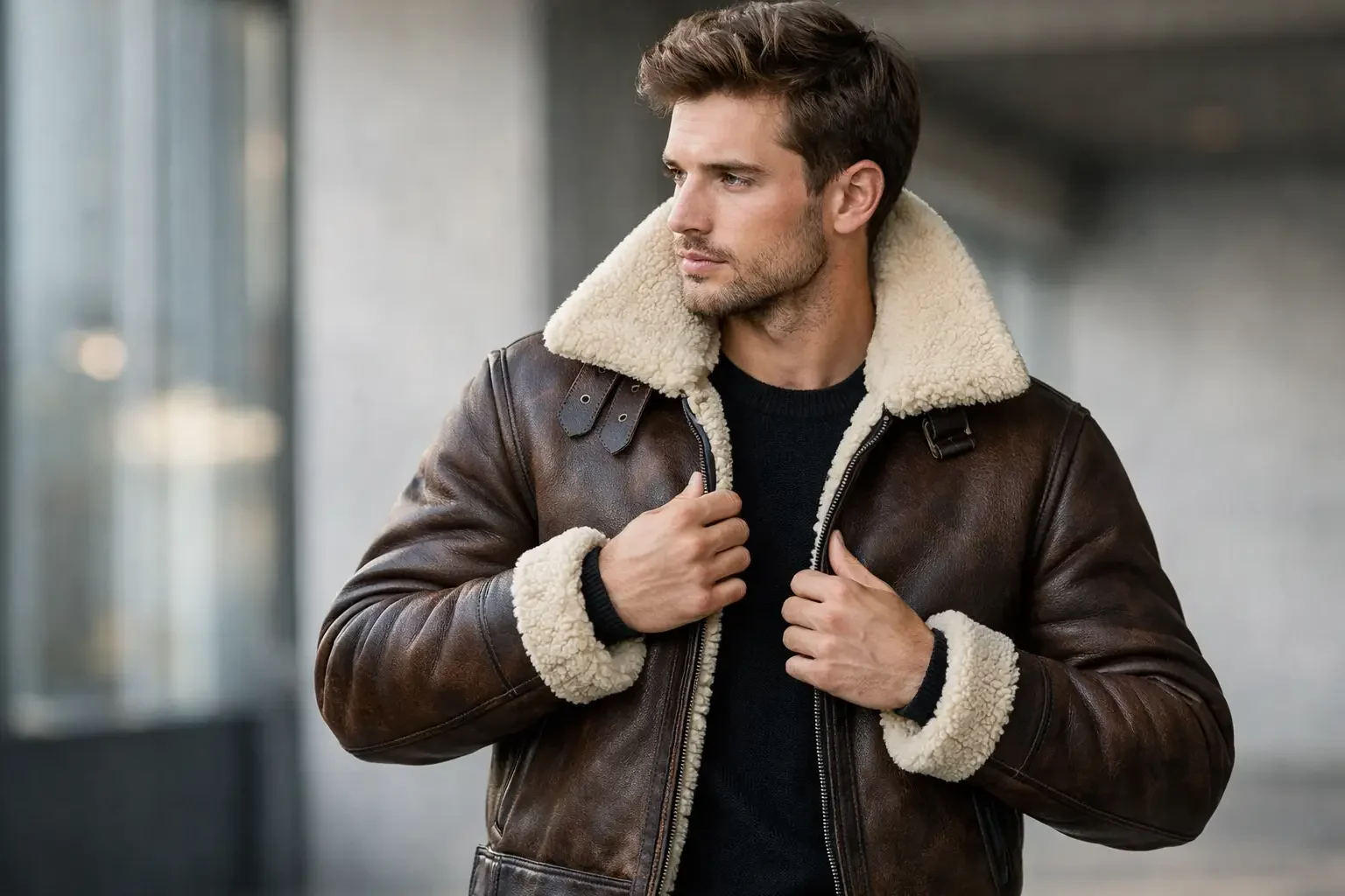 How a Shearling Aviator Jacket Should Fit